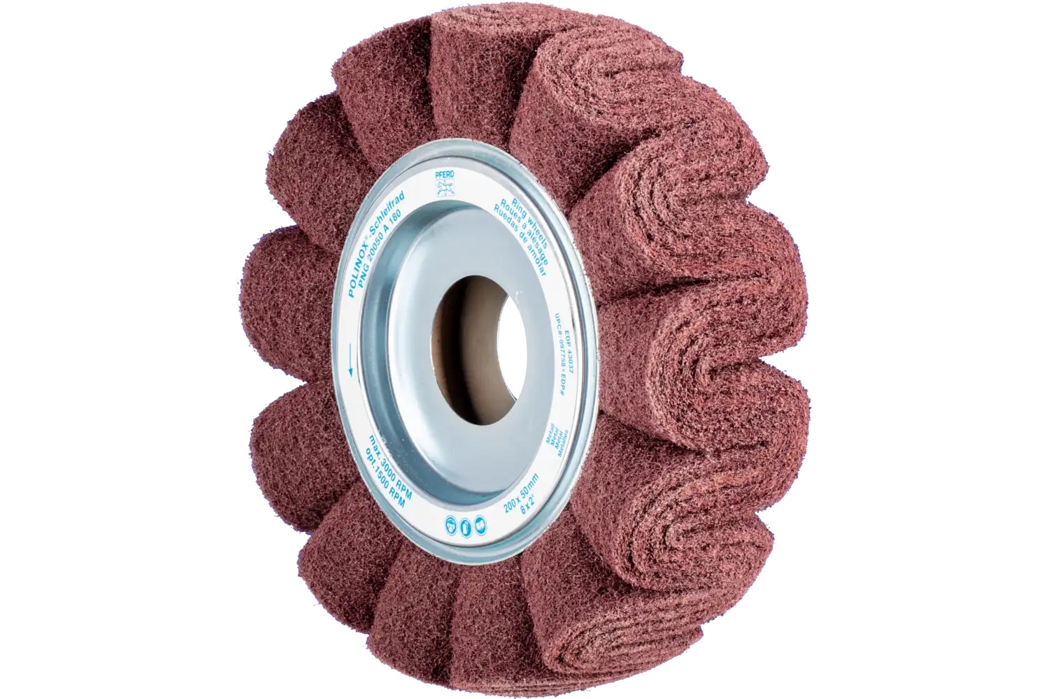 Picture of Pferd Polinox® Unmounted Flap Wheel, 6" X 2, 1" Ah, Corrugated, 180 Grit, Aluminum Oxide